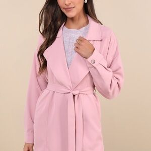 Lulus Wondrous Season Pink Short Belted Trench Coat - Size S